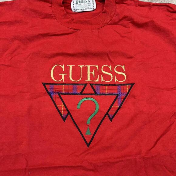 vintage guess jeans made in usa red shirt size large - Picture 2 of 3